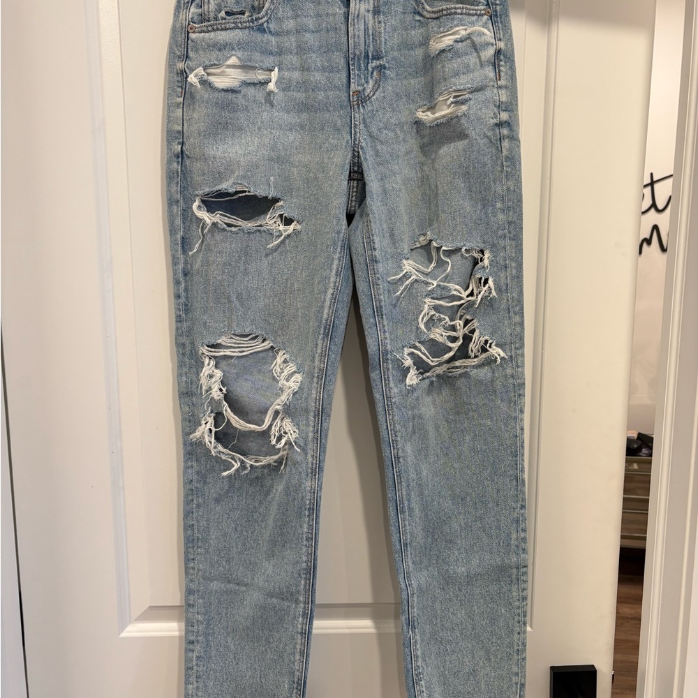 Women's Distressed Blue Jeans